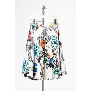 Tibi Floral Printed Bubble Knee Length Skirt
